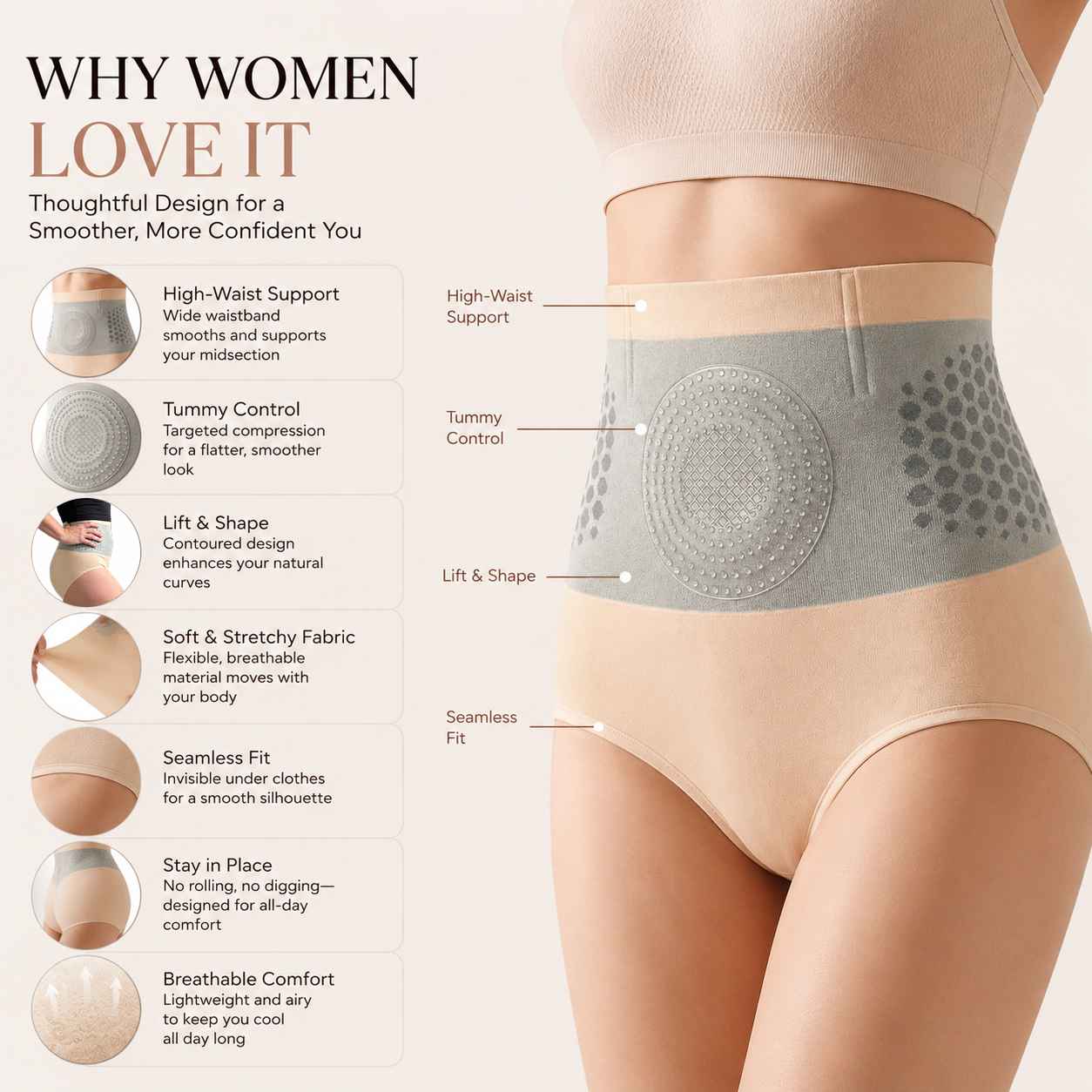 Official Store GFOUK 2026 Moringa B ClimbFlex Waist Cushion Underwear
