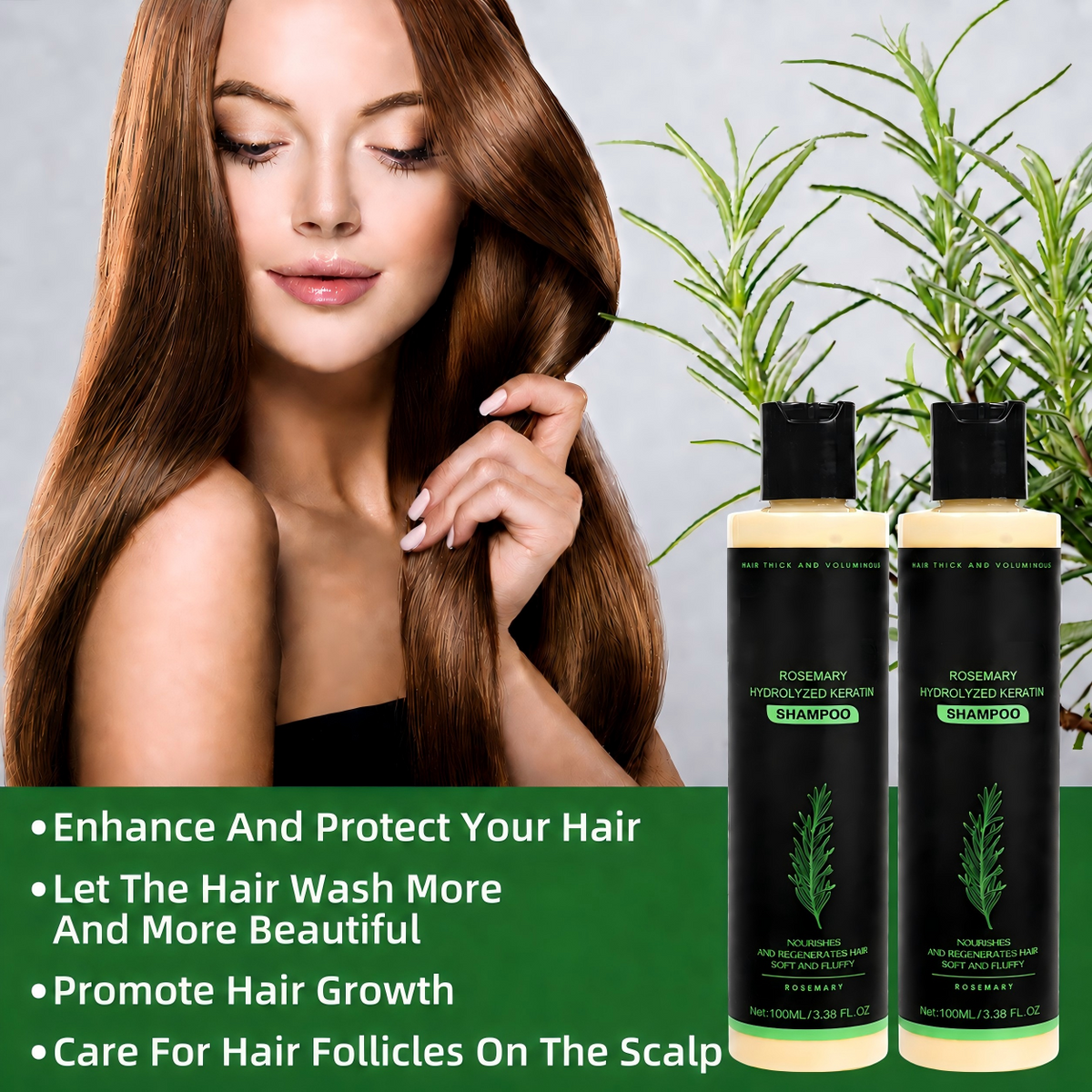 🏆🦦LAST DAY 50% OFF🏆 Official-Size Rosemary Keratin Scalp Shampoo| Full-size scalp care for thicker-looking, stronger-feeling hair.